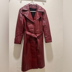 Burgundy Leather Trenchcoat